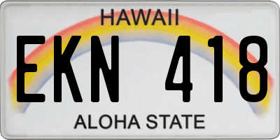 HI license plate EKN418