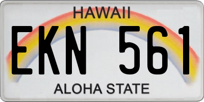 HI license plate EKN561