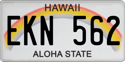 HI license plate EKN562