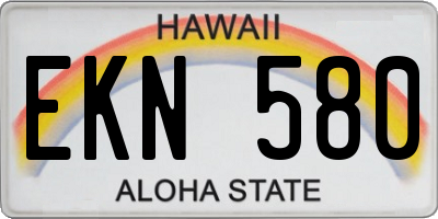 HI license plate EKN580