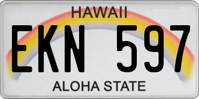 HI license plate EKN597