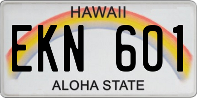 HI license plate EKN601