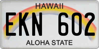 HI license plate EKN602