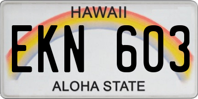 HI license plate EKN603