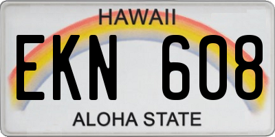 HI license plate EKN608