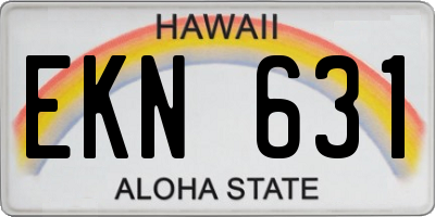 HI license plate EKN631