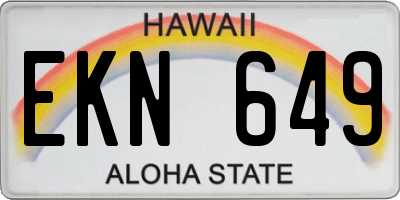 HI license plate EKN649
