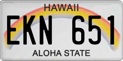 HI license plate EKN651