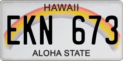 HI license plate EKN673