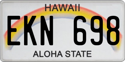HI license plate EKN698