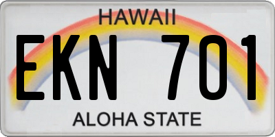 HI license plate EKN701