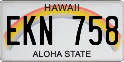 HI license plate EKN758