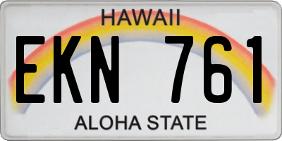 HI license plate EKN761