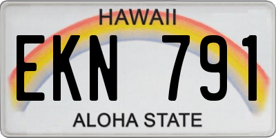 HI license plate EKN791