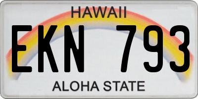 HI license plate EKN793