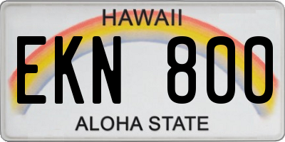 HI license plate EKN800