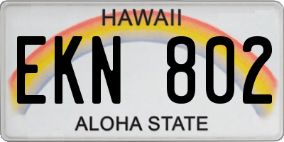HI license plate EKN802