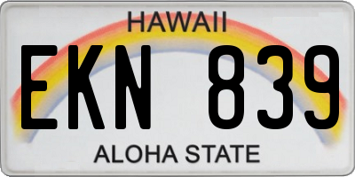 HI license plate EKN839