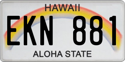 HI license plate EKN881