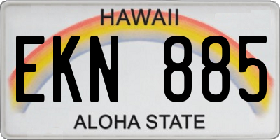 HI license plate EKN885