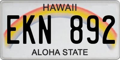 HI license plate EKN892