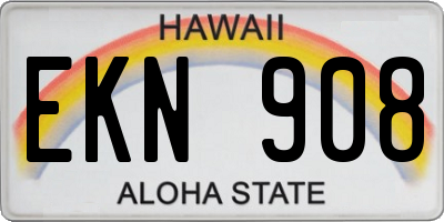 HI license plate EKN908