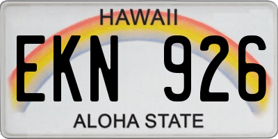 HI license plate EKN926