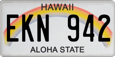 HI license plate EKN942