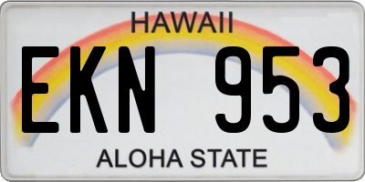 HI license plate EKN953