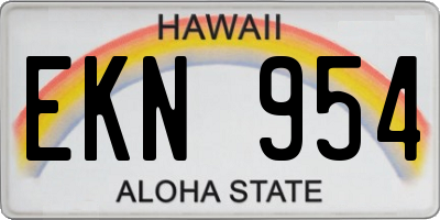 HI license plate EKN954