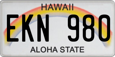 HI license plate EKN980