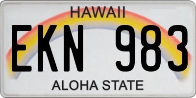 HI license plate EKN983