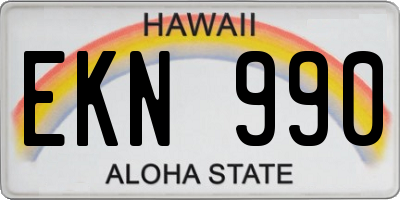 HI license plate EKN990