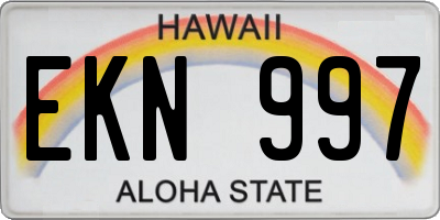 HI license plate EKN997