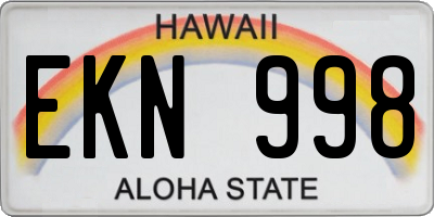 HI license plate EKN998