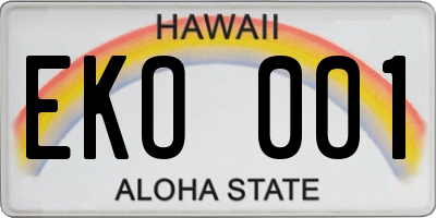 HI license plate EKO001
