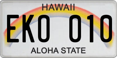 HI license plate EKO010