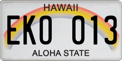 HI license plate EKO013