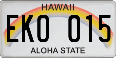 HI license plate EKO015