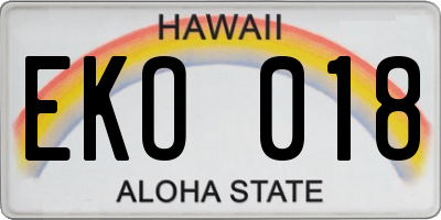 HI license plate EKO018