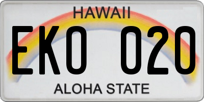 HI license plate EKO020