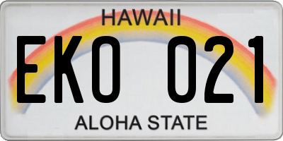 HI license plate EKO021
