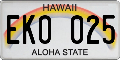 HI license plate EKO025