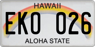 HI license plate EKO026