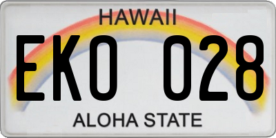HI license plate EKO028