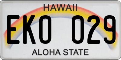 HI license plate EKO029