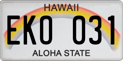 HI license plate EKO031