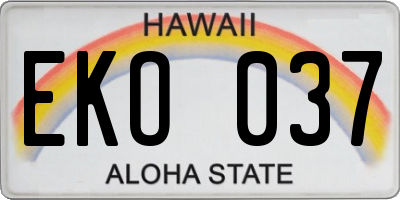 HI license plate EKO037