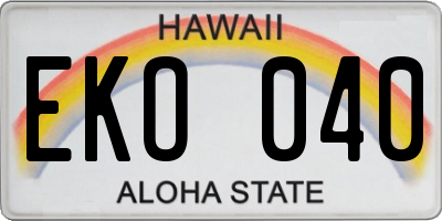 HI license plate EKO040