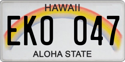 HI license plate EKO047